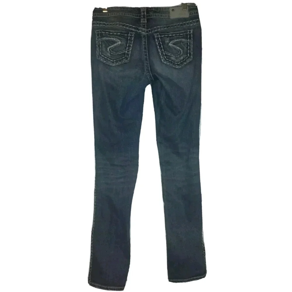 Silver Aiko Jeans Denim Women's Embellished Pockets Size 26